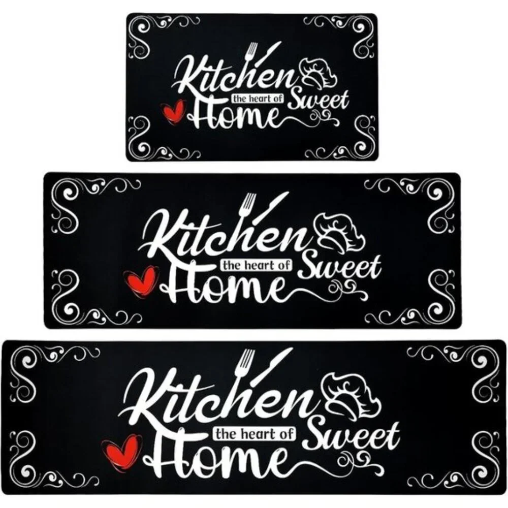 New 3Pcs Farmhouse Kitchen Rug Set, Non Slip Cushioned Waterproof Mats for Floor